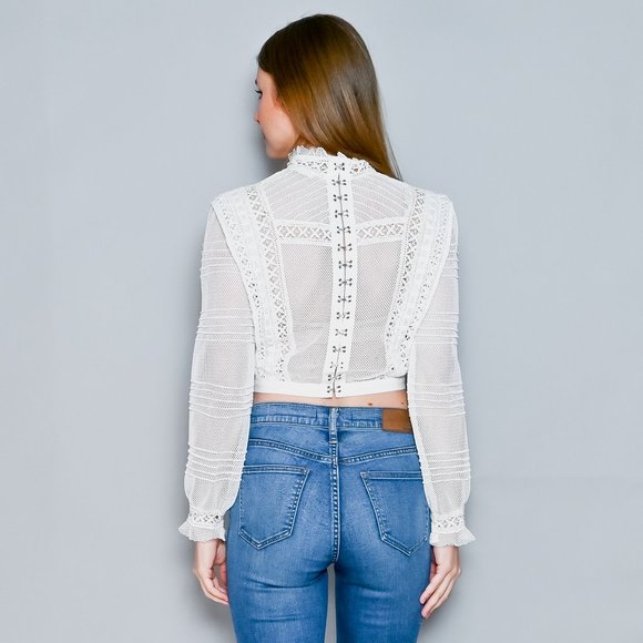 FOR LOVE & LEMONS Lace Crochet Long Sleeve Top - Picture 5 of 10